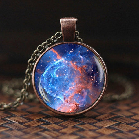 Charming Nebula Necklace Galaxy Space Glass Cabochon Pendant Solar System Jewelry Space Universe Necklace Milky Way Jewelry