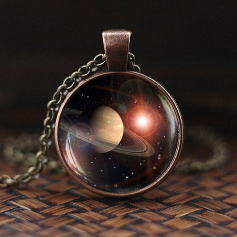 Charming Nebula Necklace Galaxy Space Glass Cabochon Pendant Solar System Jewelry Space Universe Necklace Milky Way Jewelry