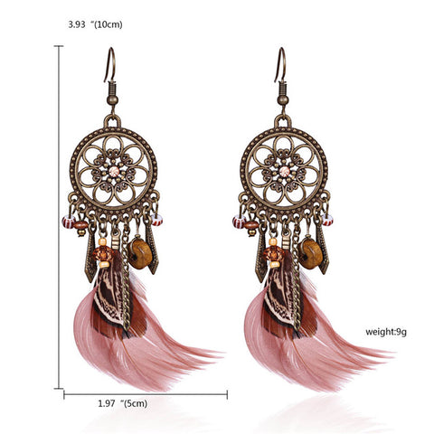 Women Tassel Dangle Long Earrings For Women Owl Leaf Feather earrings Jewelry Earrings Bride Jewelry