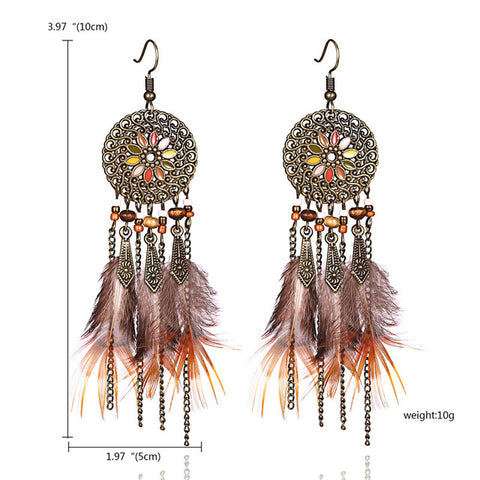 Women Tassel Dangle Long Earrings For Women Owl Leaf Feather earrings Jewelry Earrings Bride Jewelry