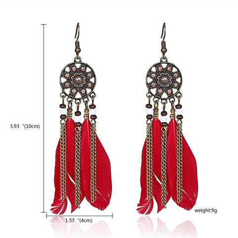 Women Tassel Dangle Long Earrings For Women Owl Leaf Feather earrings Jewelry Earrings Bride Jewelry