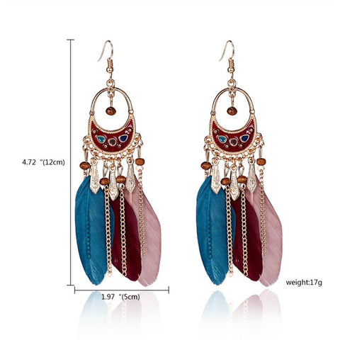 Women Tassel Dangle Long Earrings For Women Owl Leaf Feather earrings Jewelry Earrings Bride Jewelry