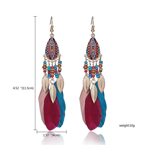 Women Tassel Dangle Long Earrings For Women Owl Leaf Feather earrings Jewelry Earrings Bride Jewelry