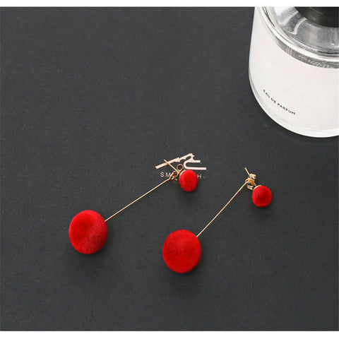 Fashion Elegant Red Black Plush Ball Drop Earrings/Pearl Long Earrings Gift for Wedding Party