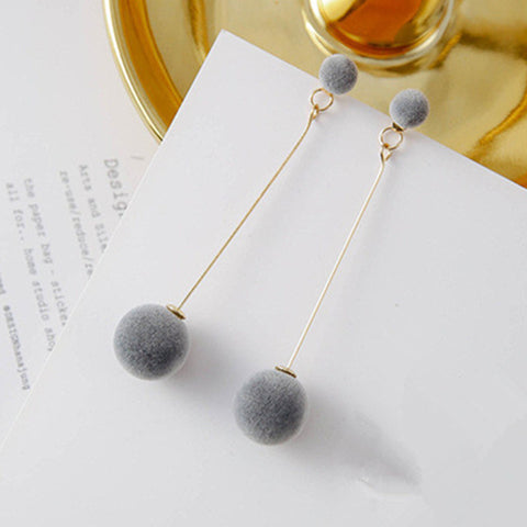 Fashion Elegant Red Black Plush Ball Drop Earrings/Pearl Long Earrings Gift for Wedding Party