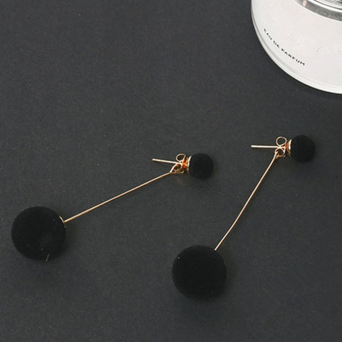 Fashion Elegant Red Black Plush Ball Drop Earrings/Pearl Long Earrings Gift for Wedding Party