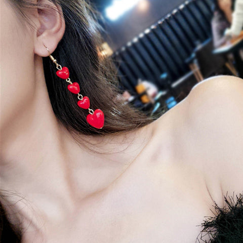 Fashion Elegant Red Black Plush Ball Drop Earrings/Pearl Long Earrings Gift for Wedding Party