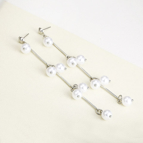 Fashion Elegant Red Black Plush Ball Drop Earrings/Pearl Long Earrings Gift for Wedding Party