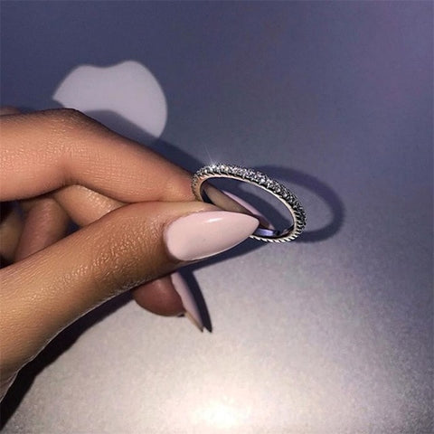 Ailend large round Cubic Zirconia ring AAA zircon silver plated ring ladies ring 2019 new girl statement ring party gift