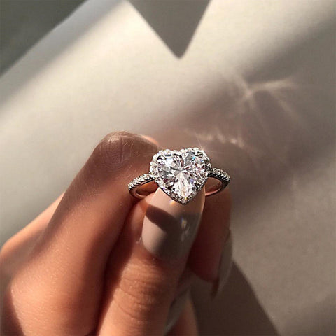 Ailend large round Cubic Zirconia ring AAA zircon silver plated ring ladies ring 2019 new girl statement ring party gift