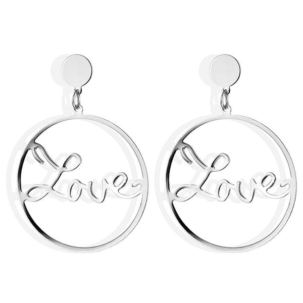 17IF Fashion Big Circle Hollow LOVE Earrings for Women Geometric Round Bohemian Dangle Earrings 2019 Trendy Statement Jewelry