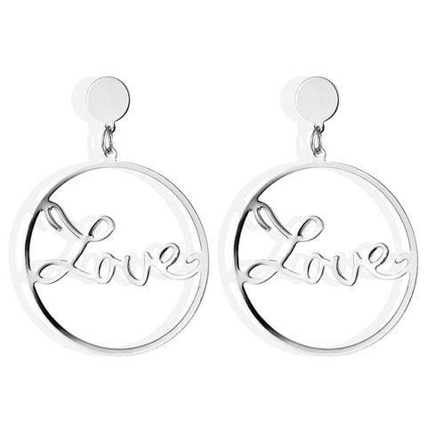 17IF Fashion Big Circle Hollow LOVE Earrings for Women Geometric Round Bohemian Dangle Earrings 2019 Trendy Statement Jewelry