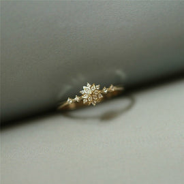 ROMAD Cute Women's Snowflake Rings Female Chic Dainty Rings Party Delicate Rings Wedding Jewelry 3 Colors Size 5-11 R4