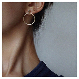 Fashion Small Metal Ball Drop Earrings Jewelry Punk Style Gold Sliver Color Round Circle Dangle Earrings Best Gift for Women