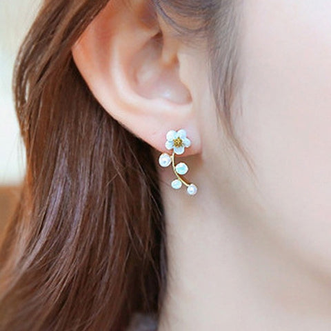 2019 New Crystal Flower Drop Earrings for Women Fashion Jewelry Gold Silver Rhinestones Earrings Gift for Party Best Friend