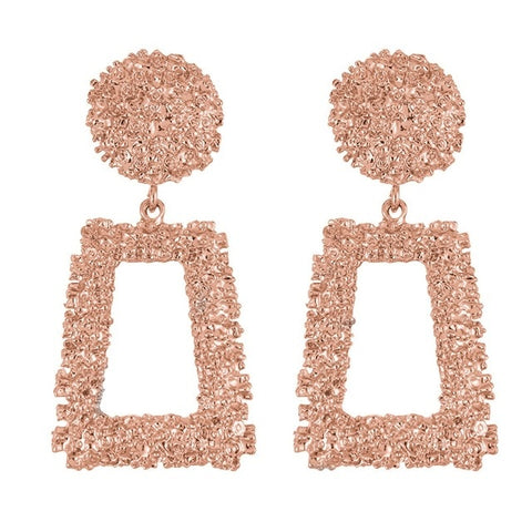 AILEND fashion geometric rose gold hanging earrings female models new Brincos hollow metal charm earrings jewelry Christmas gift