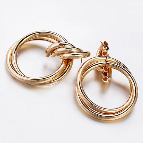 Flashbuy Gold Silver Alloy Drop Earrings For Women Exaggeration Earrings Wedding Simple Fashion Jewelry Trend Accessories