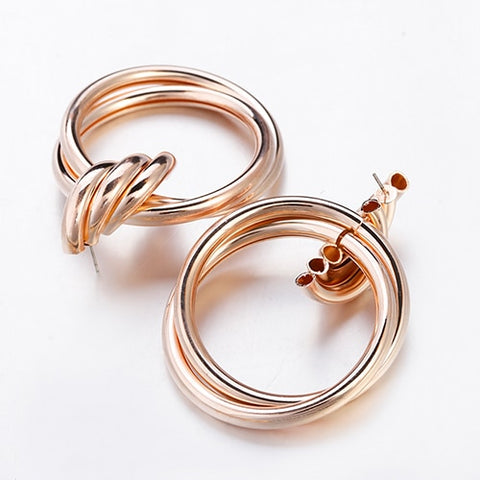 Flashbuy Gold Silver Alloy Drop Earrings For Women Exaggeration Earrings Wedding Simple Fashion Jewelry Trend Accessories