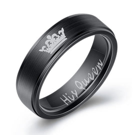 Women His Queen Stainless steel Ring Silver Color Simple Design Her King Couple Ring Wedding Ring for Female Men