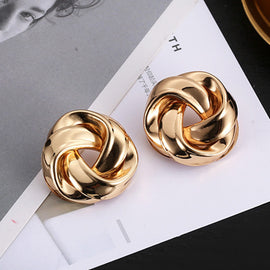 EK111 Big Vintage Metal Twisted Dangle Earrings For Women Charm Gold Color Za Maxi Statement Spiral Whirlpool Earrings Jewelry